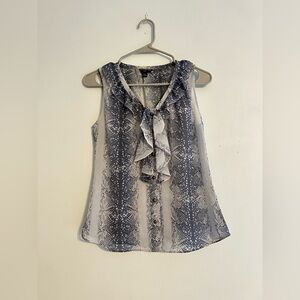 Banana Republic Petite Women’s Navy Snakeskin Pattern Blouse Size PXS